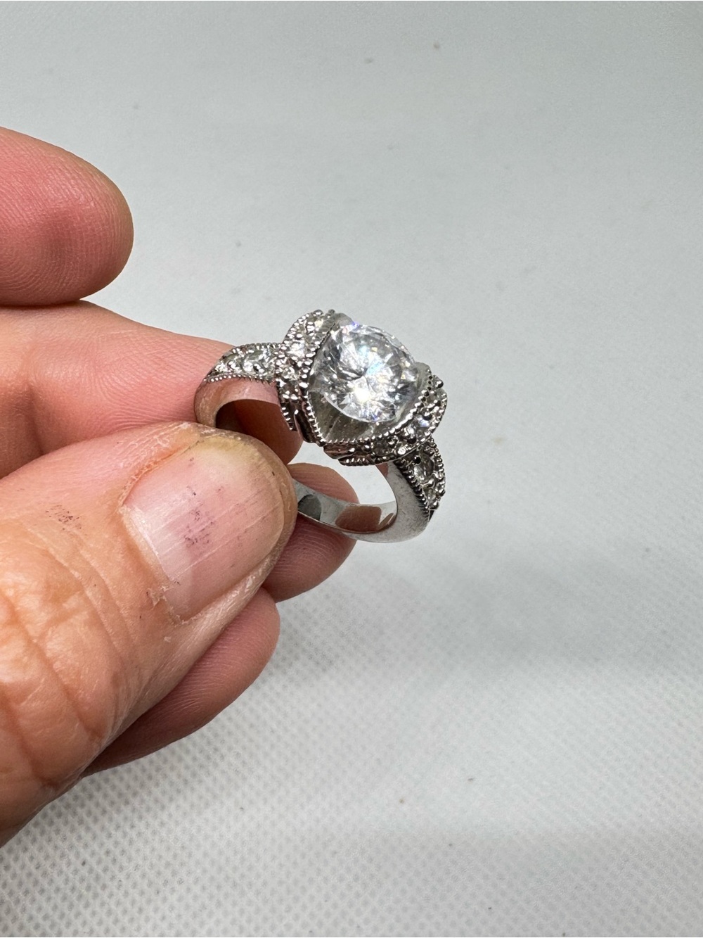 Brilliant Moissanite Cushion Halo Ring Size 6.5